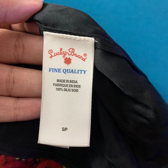 Lucky Brand Silk Paisley Long Sleeve Shift Dress Boho - Picture 8 of 10